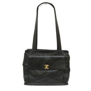 CHANEL Coco Mark Semi Shoulder Bag Lambskin Black